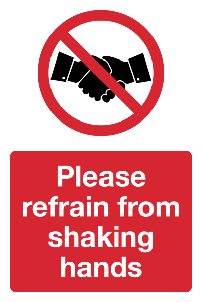 Please refrain from shaking hands Coronavirus safety signage