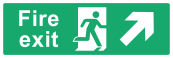Fire Exit Sign - Arrow Top Right - Wide