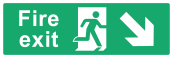 Fire Exit Sign - Arrow Bottom Right - Wide