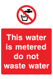 This Water Is Metered Do Not Waste Water Sign