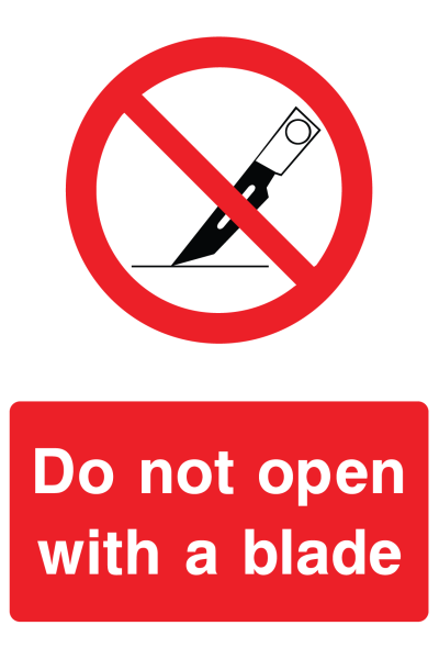 Do Not Open With A Blade Sign