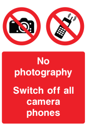No Photography Switch Off All Camera Phones Sign