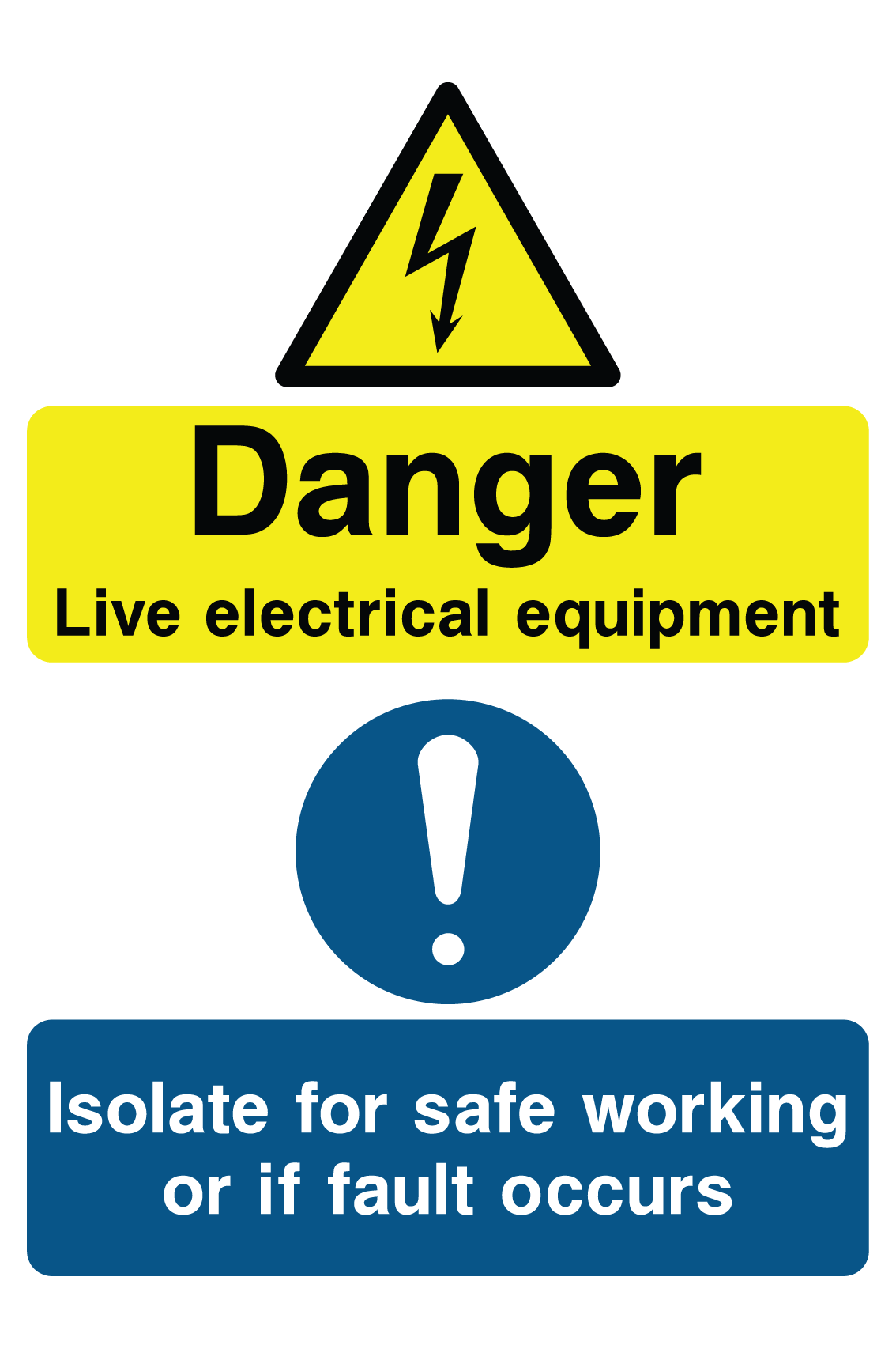 LIVE ELECTRICAL EQUIPMENT 300mm x 100mm plastic sign or sticker 