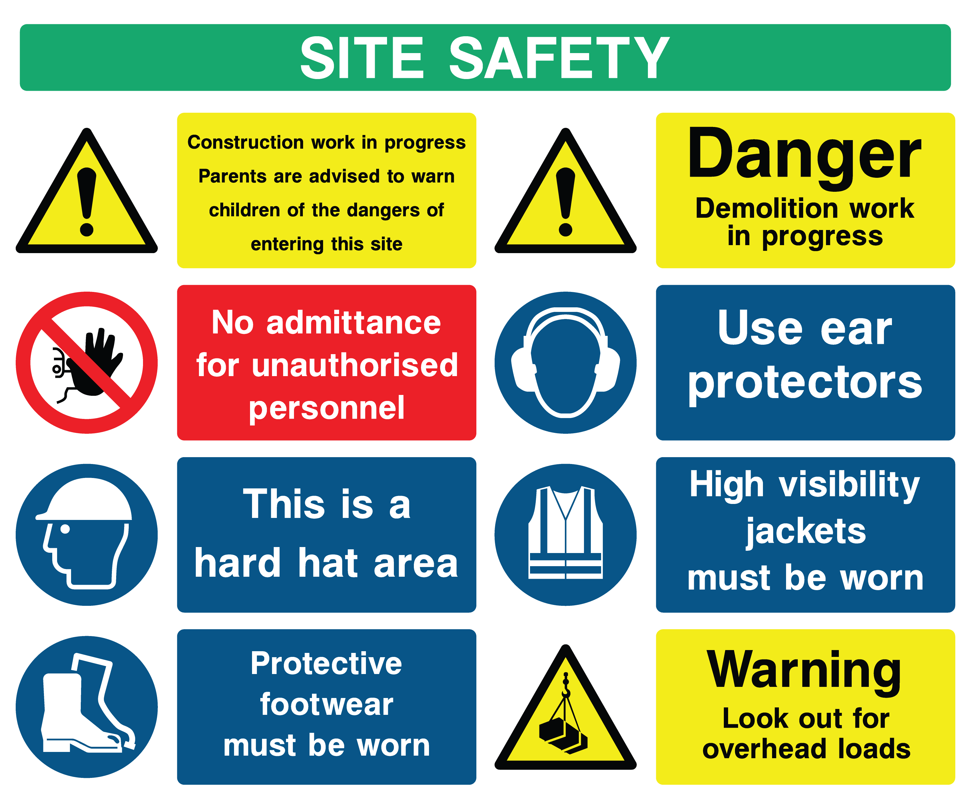 Construction Work In Progress Site Safety Sign 300mm x 200mm Self Adhesive 